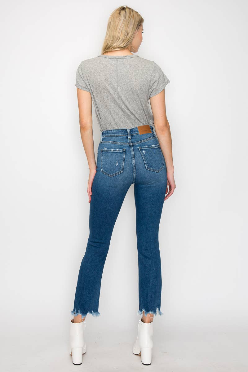 ‘She’s baaackk Side Detail Jean’ HIGH RISE SLIM STRAIGHT
