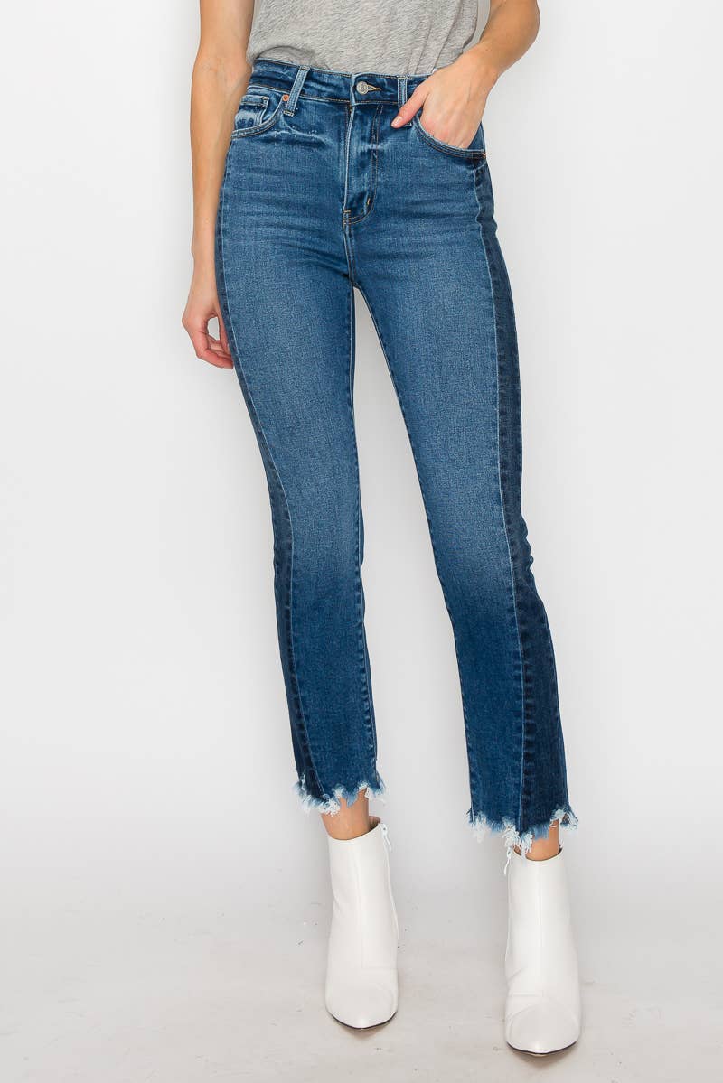 ‘She’s baaackk Side Detail Jean’ HIGH RISE SLIM STRAIGHT