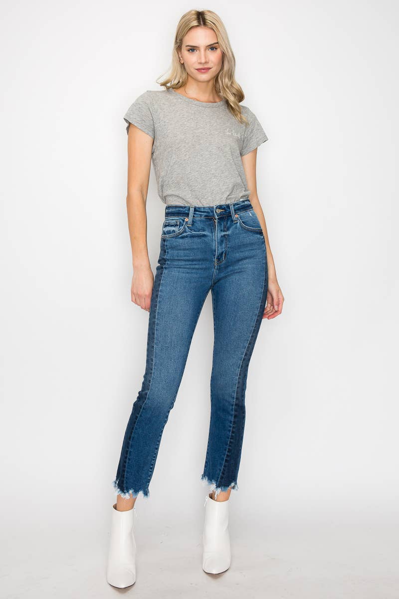 ‘She’s baaackk Side Detail Jean’ HIGH RISE SLIM STRAIGHT